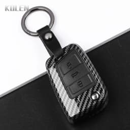 3 4 Buttons Carbon Fiber Car Key Case Cover For VW Volkswagen Golf 7 Tiguan MK2 For SEAT Ateca Leon FR 2 Ibiza For Skoda Octavia