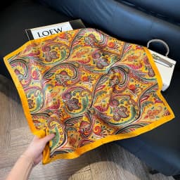 Luxury Brand Paisley Houndstooth Printed Square Scarf Soft Satin Thin Smooth Neck Scarf Sunscreen Headscarf For Women Head Wrap
