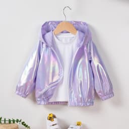 2024 New Popular Solid Color Baby Girl Polyester Fashionable and Comfortable Daily Wear Thin Hooded Jacket