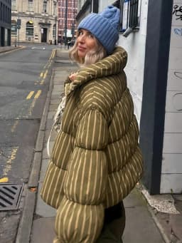 Color-Blocking Stripe Women's Cotton Jacket Zipper Long Sleeve Lace Cuff Stand-Up Collar Female Jacket Loose Casual Coats Ladies