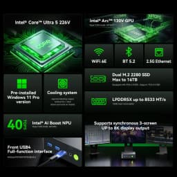 GMKtec K17 Plus Intel Core Ultra 5 226V/258V MINI PC Win11 Pro LPDDR5 M.2 NVMe SSD WIFI6E BT5.2 2.5G MINI PC Gamer Computer