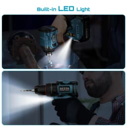 SEESII 3/8'' Drill & 1/4'' Impact Driver 21V Cordless Electric Brushless Drill Impact Wrench Variable Speed Screwdriver Battery Powered Tool Kit with 2x4.0Ah Batteries LED Light