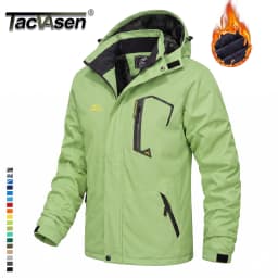 TACVASEN Men's Ski Parka Jacket Waterproof Fleece Lined Insulated Thermal Snowboard Sports Work Winter Jacket with Detached Hood