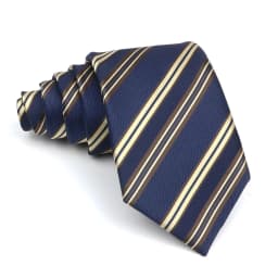 Men's Polyester 8cm Ties Vintage Navy Blue Striped Paisley Pattern Jacquard Weave Necktie Business Wedding Party Accessory Gift