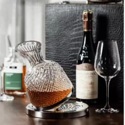 High End Crystal Glass 360 Degree Rotating Decanter Drum 1500ml Decanter Wine Dispenser Inflator Mirror Kettle Decoration