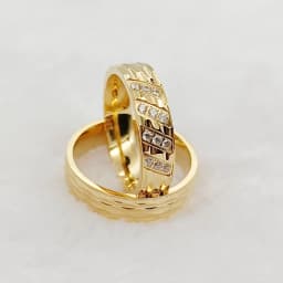 Eternity Promise Couple Wedding Rings For Men And Women Love Bands Alliance Cubic Zirconia 18k Gold Plated Titanium Jewelry