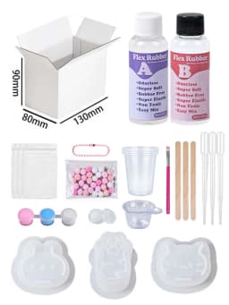 Taba Squishy Kit Handmade Accessories with 50Ml A and 50Ml B Liquid Gel Rabbit Cat Silicone Mold Tools DIY Cute Cartoon Animals