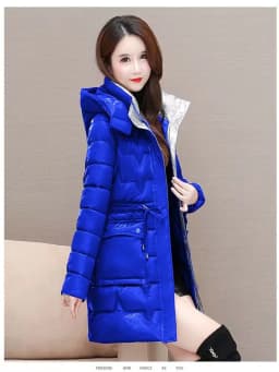Winter New Style Women's Thickened Long Cotton Jacket Korean Version Slim Fit Washless Bright Surface down Cotton Coat Warm