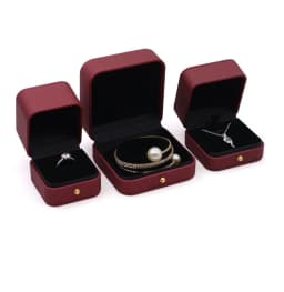 Wine Red Leather Jewelry Gift Packaging Box Wedding Ring Necklace Pendant Gift Box Brooch Long Chain Exquisite Gift Case