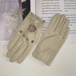 Thin Women's Sheepskin Driver Gloves Summer Breathable Snap Button Colored Genuine Leather Gloves