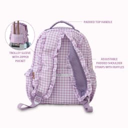 Gingham Ruffle Girls Backpack With Pencil Holder Sleeves Multi-pocket Large Capacity For Teens Back To School Travel Daypack