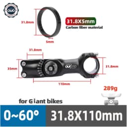 OUO Mtb Power For Giant OD2 31.8mm CNC Adjustable Bicycle Stem Riser 31.8mm Handlebar Stem Bicycle Fork Bike Table Takeaway