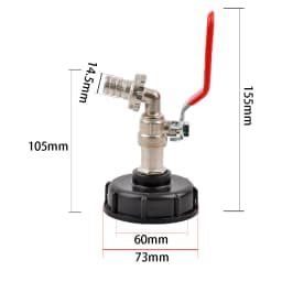 S60 Coarse Thread IBC Tank Tap Elbow PE Pipe Connector X 16mm 1/2'' 3/4'' Water Coupling Garden Hose Faucet Connector