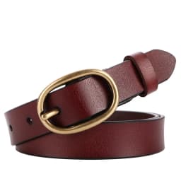 Women's Genuine Leather Belt 2.3cm Wide Two-Layer Cowhide Metal Pin Buckle Simple Fashion for Jeans