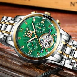 LIGE Automatic Watch for Men Top Original Luxury Skeleton Flywheel Mechanical Wristwatches Classic Calendar Business Man Watch