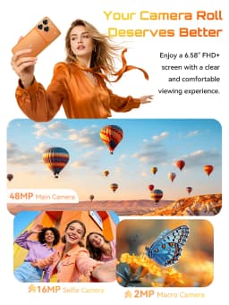 Smartphone Android 16 Cubot A50, 6.58-inch FHD+ Screen, Octa-core, 16GB(6+10) RAM, 128GB ROM, 5000mAh Battery, 48MP+16MP Cam,NFC