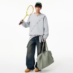 LUZHEN 2026 Autumn New Stripe Printed Loose Round Neck Casual Sweater Pullover Men's Fashion Korean Long Sleeve T-shirts JY8319