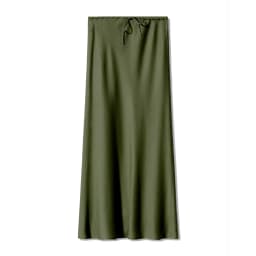 2026 Spring Summer Solid Color Satin Long Skirt For Women High Waist Lace-Up Fashion Elegant Faldas Light Luxury Women's Skirt