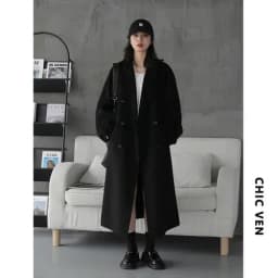 CHIC VEN Women Long Double-sided Woolen Coats Retro Loose Female Overcoat Double Breasted Ladies Windbreak Autumn Winter 2026