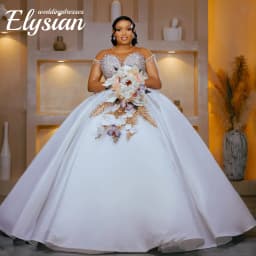Customized Wedding Dresses For Bride Detachable Train Mermaid Ball Gown Sheer Neck Short Sleeves Beaded Bridal Gowns