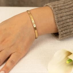 Lemegeton Engraved Name Bracelet Custom Roman Number Date Bangle Stainless Steel Jewelry Personalized Cuff Bracelet Mom Gifts