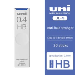 Japanese Stationery Uni UL-S Automatic Lead Anti-Fouling Thickened Black Non-Breakable Student Pencil Lead 0.3/0.4/0.5/0.7/0.9mm