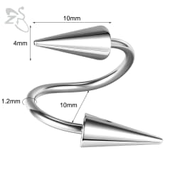 ZS 1 PC 16G Stainless Steel Twisted Nose Ring For Men Women Cone Spike Spiral Helix Cartilage Rings Lip Eyebrow Piercing Jewelry