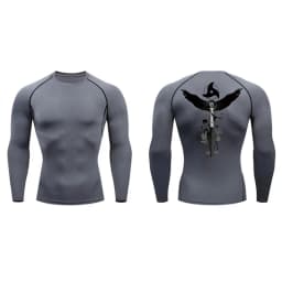 Sword Print Long Sleeve Compression Shirt for Men Athletic Quick Dry Tshirts Tops Gym Workout Running Baselayers Undershirts