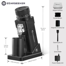 STARSEEKER E55Pro Electric Coffee Grinder 55MM Titanium Cone Burr Stepless Adjustment Espresso Brew Coffee Bean Grinder Black