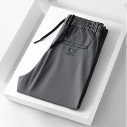 2024 Summer Soft Ice Silk Fabric Men's Thin Casual Pants Korean-style fashion Straight High Stretch Trousers Male Luxury Brand