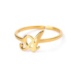Initial Letter Rings For Women Gold Color Stainless Steel A-Z Letter Adjustable Ring Aesthetic Wedding Christmas Jewelry Gift