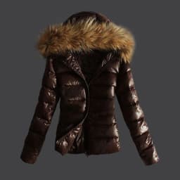 Winter Warm Women's Jacket Cotton Coat Fur Collar Windbreaker Mid-Length Zipper Closure Commute Style Regular Thickness Slim Fit