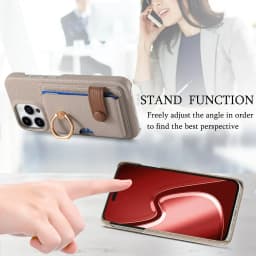 Leather Ring Support Phone Case for IPhone 17 Air 16E 18 16 15 14 13 12 11 Pro Max Plus Wallet with Card Holder Shockproof Cover