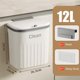 8.5/12L Hanging Trash Can For Kitchen Cabinet Door Wall Mounted Recycling Garbage Basket with Lid Bathroom Kitchen Accessories
