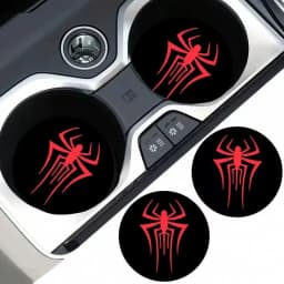 Kawaii Marvel Spider-Man Car Coaster Water Cup Mat Anime Cartoon Car Decoration Non-slip Mat Universal Storage Accessories Gifts