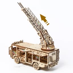Ury 3D Wooden Puzzle City Series Car Fire Ladder Truck Movable Retro Vehicle Assembly Model DIY Decoration Gift