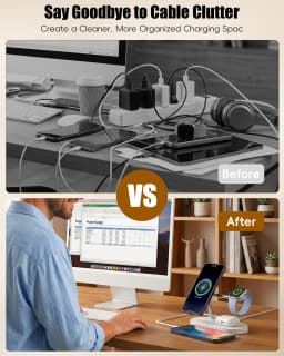 Magnetic Wireless Charger Pad Stand Foldable for iPhone 18-12 Series Apple Watch AirPods 15W Fast Charging Dock Station Light