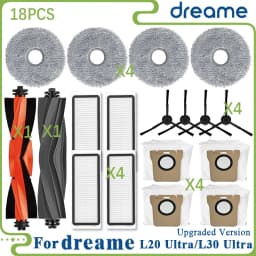 Dreame L20 Ultra/L20 Ultra Complete RLX41CE / L30 Ultra Parts Main Roller Side Brush Hepa Filter Mop Cloth Dust Bag