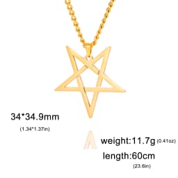 Unift Inverted Pentagram Satanic Necklace for Men  Stainless Steel Long Neck Chain Goth Gothic Occult Wicca Pentacle Jewelry