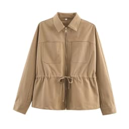 HH Female Causal Pants Suits Long Sleeves Solid Zipper Bomber Jackets+Drawstring Pants Autumn Fashion Safari Wear Khaki Set