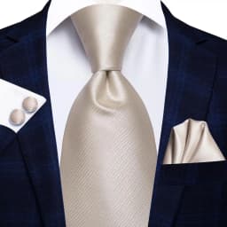 Hi-Tie Champagne Gold Striped Paisley Solid Men Silk Wedding Tie Fashion Design Necktie For Men Hanky Cufflink Business Party