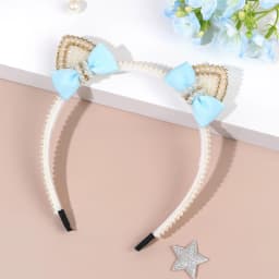 Cat Ear Headbands Sweet Cute Ears Elegant Pearl Bow Hairband For Girls Sweet Head Band Children Kid Hair Hoop Accessories Tiara