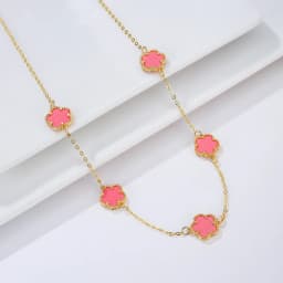 Natural Stone Shell Plant Five Leaf Flower Creative 20 Leaf Pendant Necklace Sweater Chain Women's Advanced Gift Clover