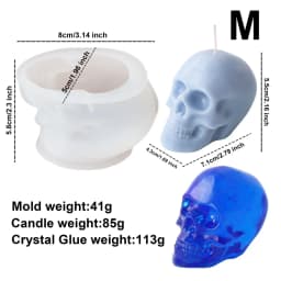 3D Human Skull Candle Silicone Mold Halloween Skull Plaster Crystal Glue Soap DIY Solid Silicone Mold Unique Home Decor Gift