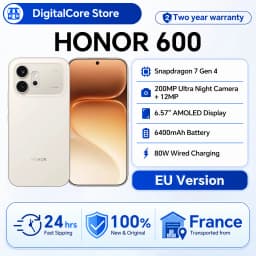 HONOR 600 5G Smartphone EU Version Snapdragon 7 Gen4 6.57” AMOLED Display 6400mAh 80W SuperCharge 8GB+256GB/512GB 200MP AI Ultra Night Camera OIS Metal Unibody Design NFC IP68