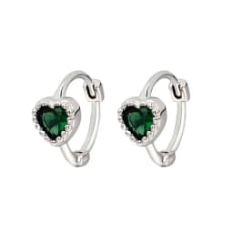 Huggies Earrings Purple white Green Blue Red Square Heart Silver Color Small Hoop Earrings for Women Girls Wedding Jewelry