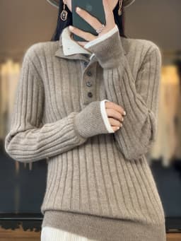 Women's Turn-down Collar Pullover Sweater 100% Merino Wool Autumn Winter Thickened Warm Casual Cashmere Knitwear Clothes