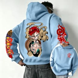 Naruto Gaara 2026 Spring and Autumn New Cartoon Anime Harajuku Y2K Street Fashion Couple Hooded Sweatshirt