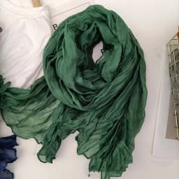 Solid Color Pleated Long Scarves Retro Autumn Winter Cotton Hemp Scarf Warm Neck Wrinkled Twisted Vintage Soft Wrap Shawl
