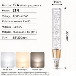 Modern Acrylic Diamond-Cut E27 E14 LED Bulb Chandelier Warm White Light cold 4000k Plug-in Hanging Lamp for Living Room Decor